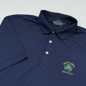 Polo Golf Ralph Lauren Shirt 2017 US Open Mens Large Erin Hills Performance Blue